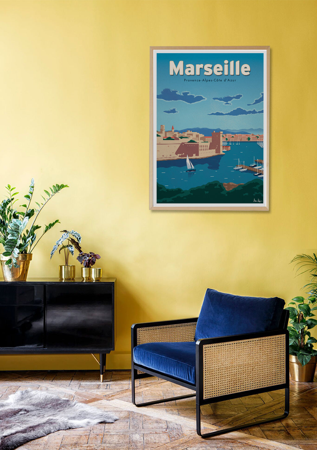 Poster de Marseille, Provence-Alpes-Côte d'Azur, scène portuaire