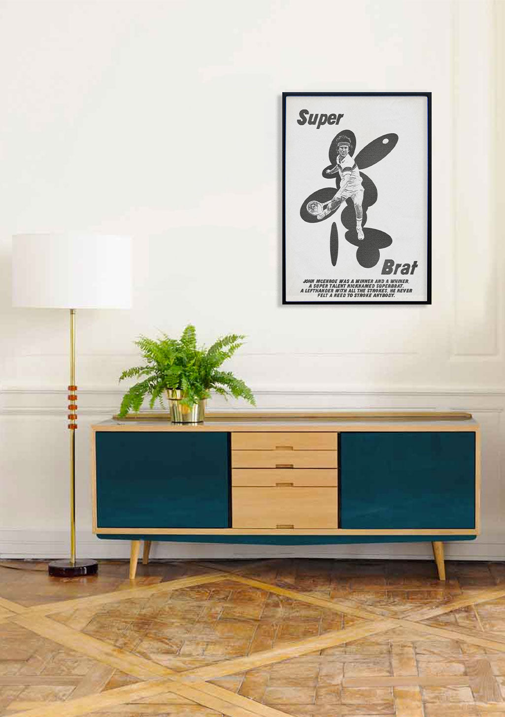 Poster Super Brat, personnage stylisé, texte en bas