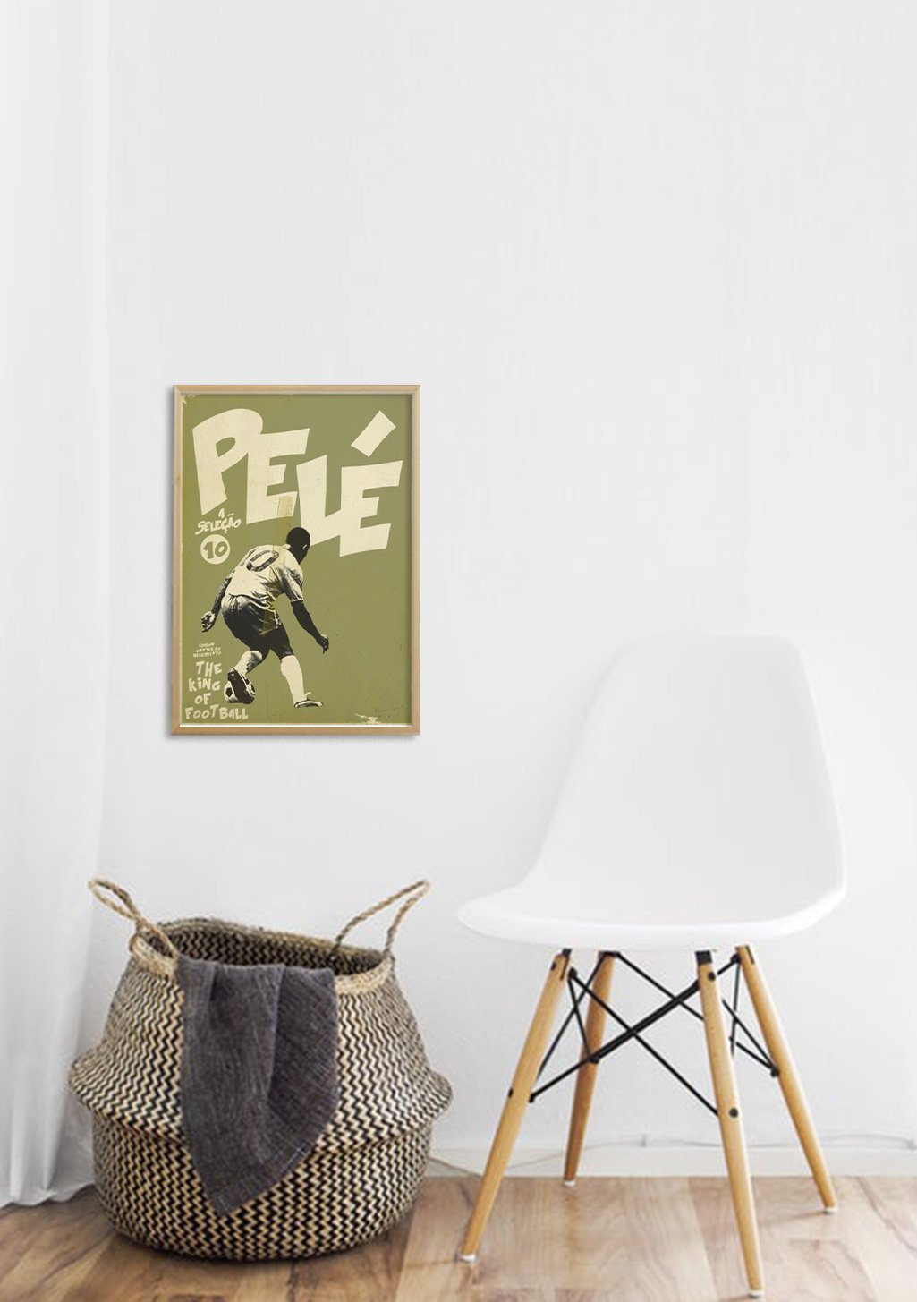 Poster de football avec texte "PELÉ" et "Roi du football"