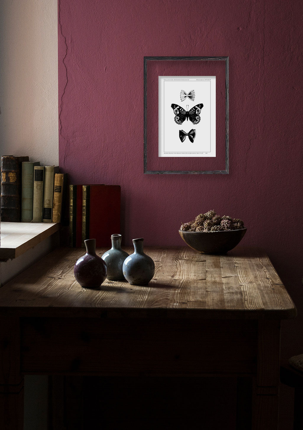 Papillon noir et blanc encadré