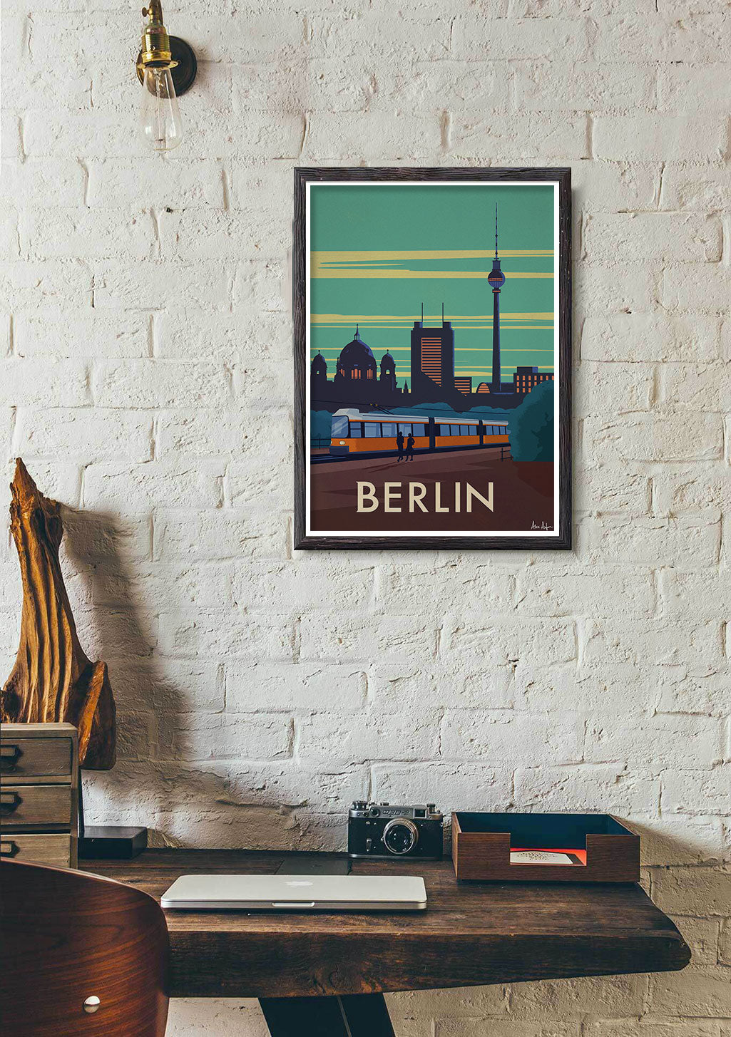 Berlin, Tour de télévision, Ville, Train, Couleurs vives, Art déco