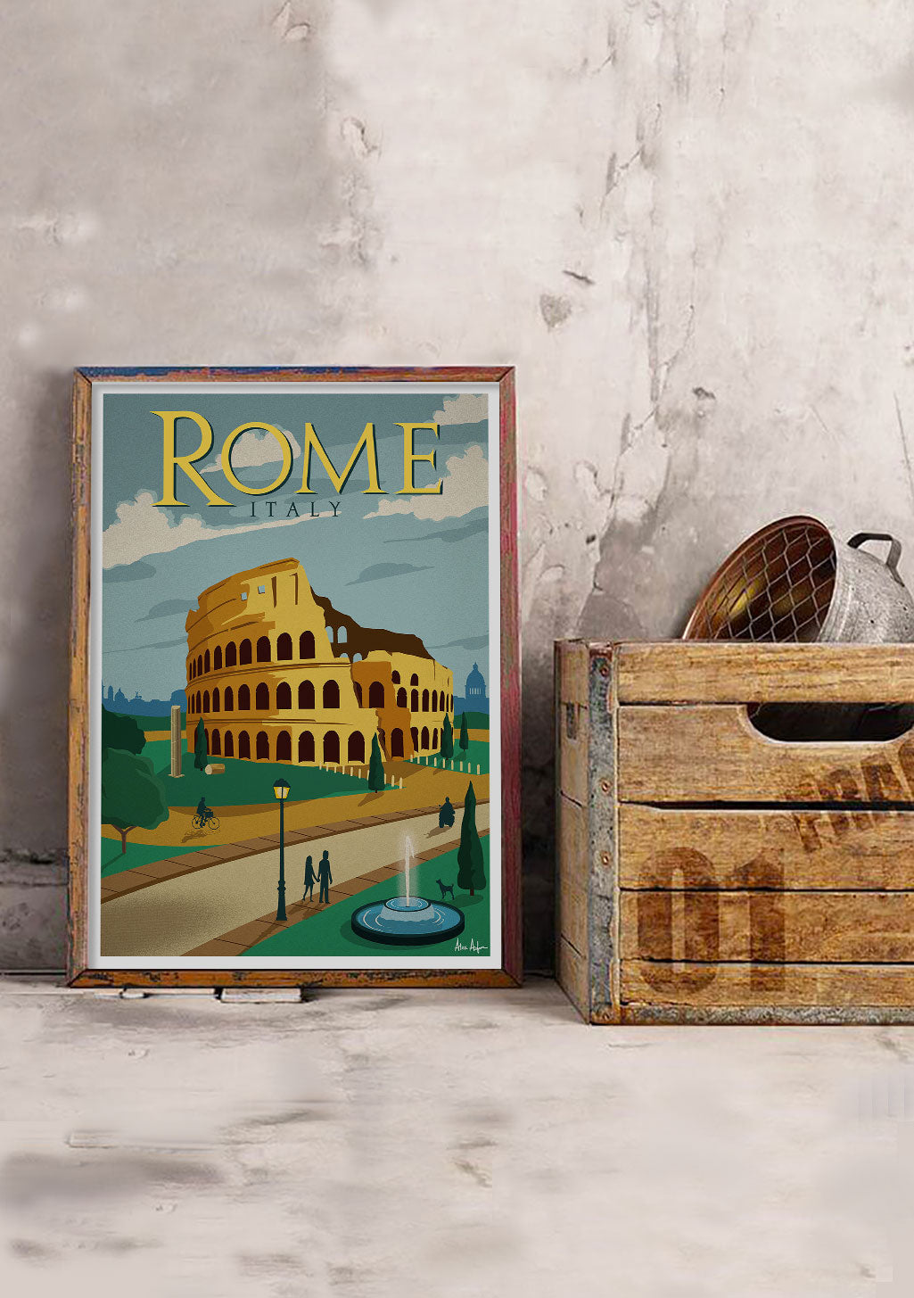 Rome Italie Colisée Vintage Illustration Ville