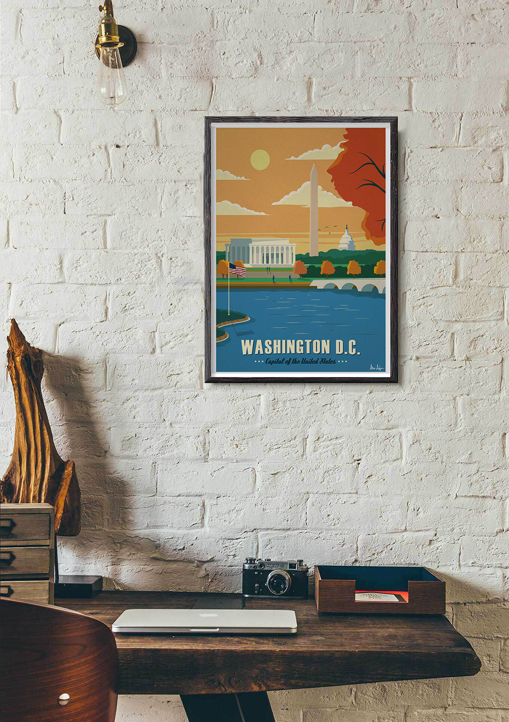 Washington D.C. Monument, Capitole, Potomac, Soleil couchant