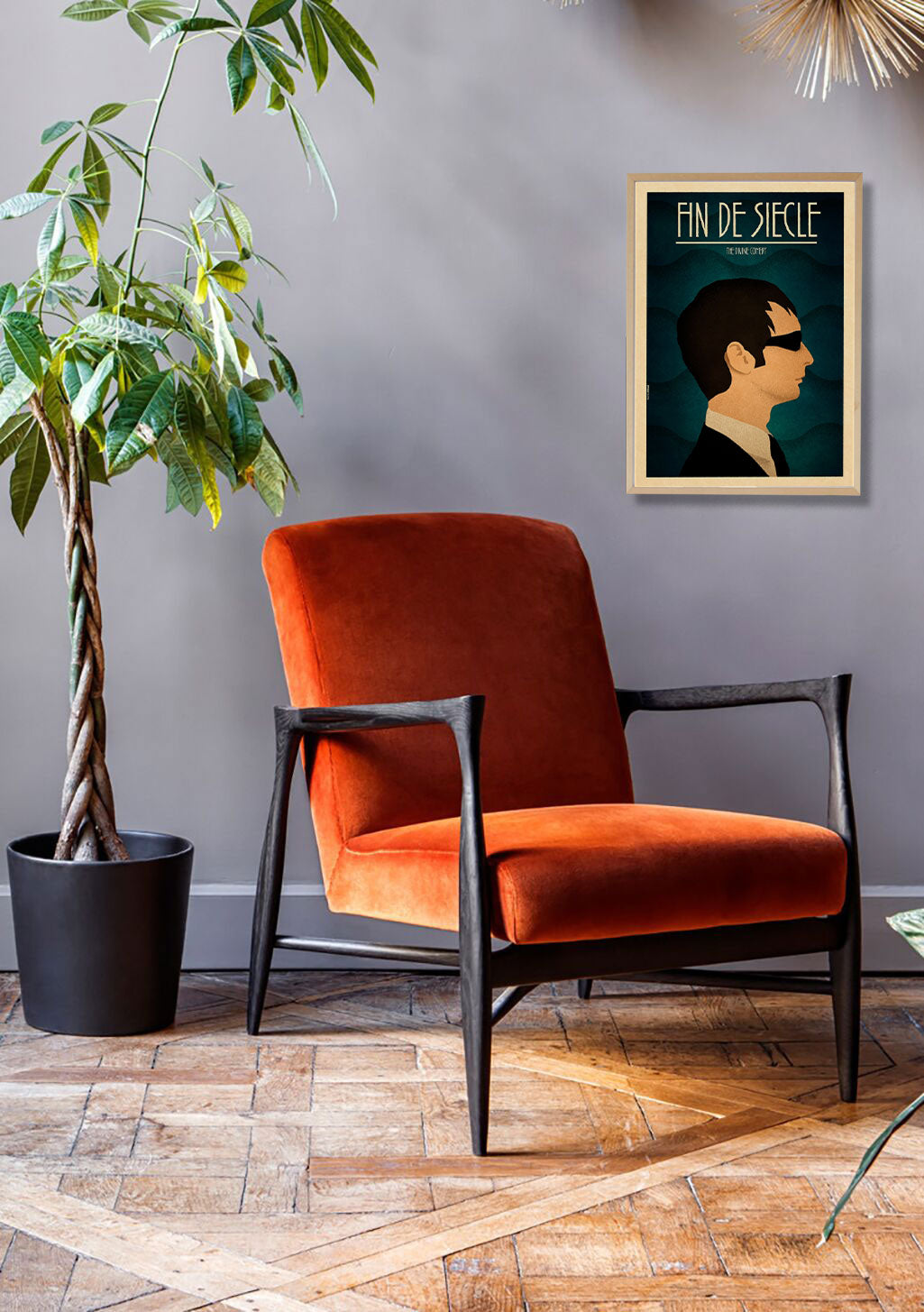 Poster de film Fin de Siècle, silhouette homme, cadre doré