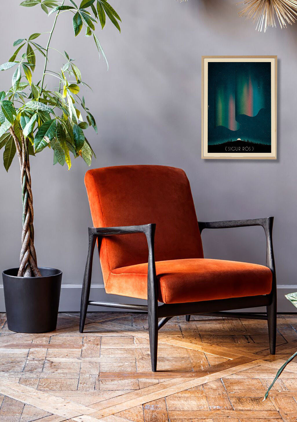 Aurore boréale, montagne, ciel nocturne