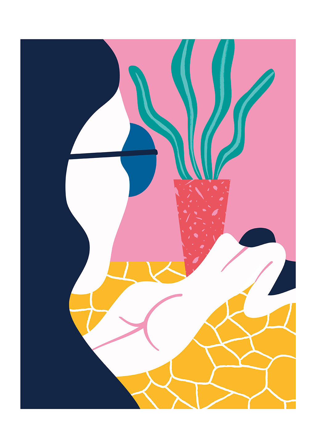 Illustration abstraite d'une personne tenant une plante