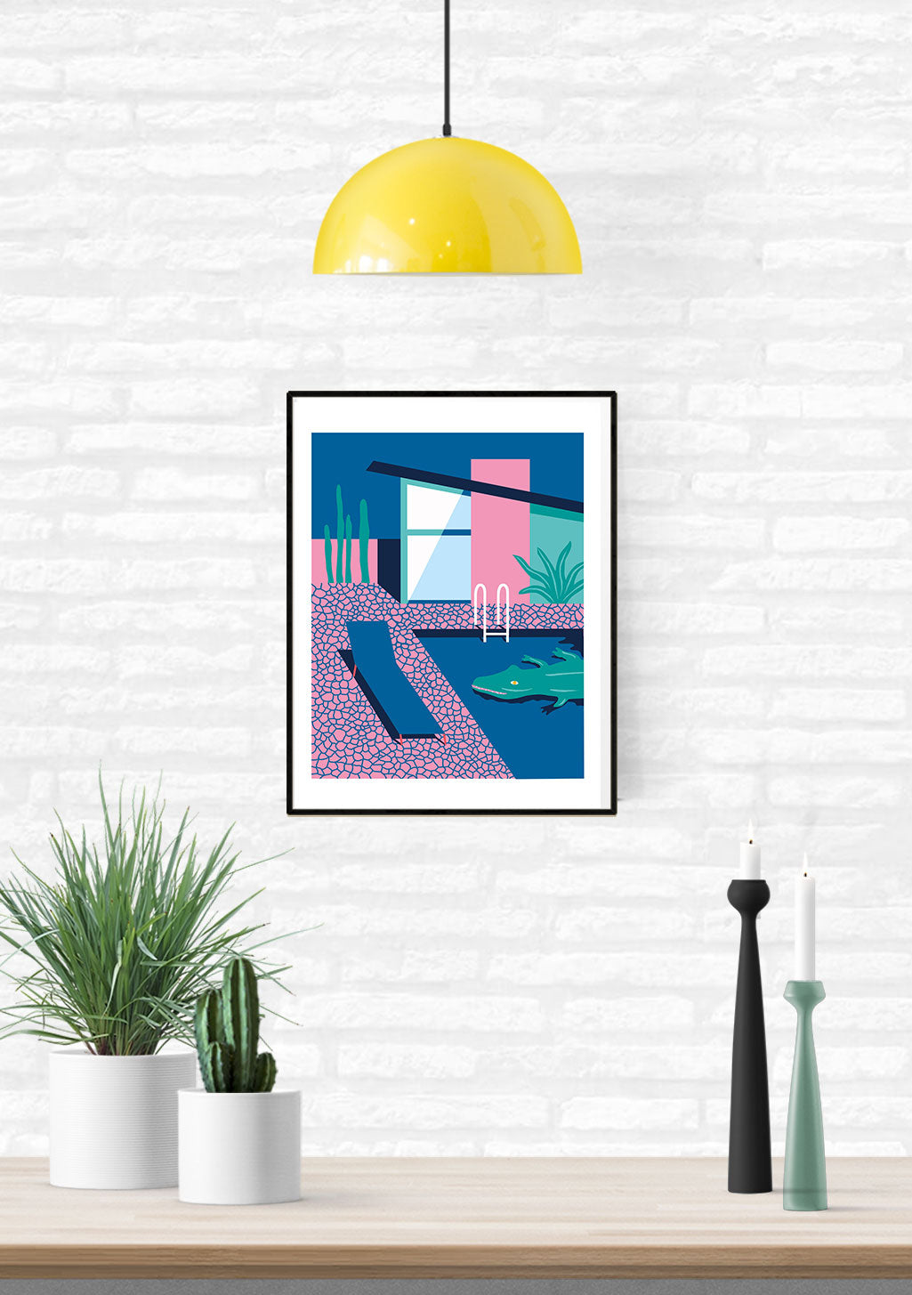 Piscine moderne, maison, couleurs vives, design abstrait