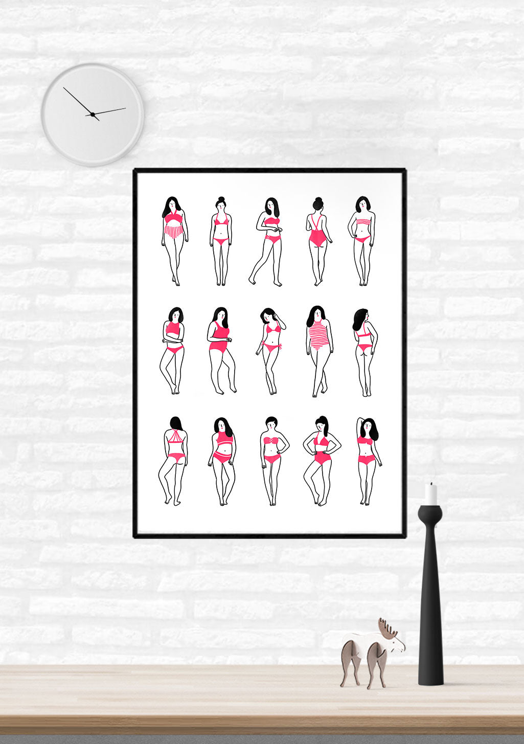 Illustrations de femmes en maillots de bain rose