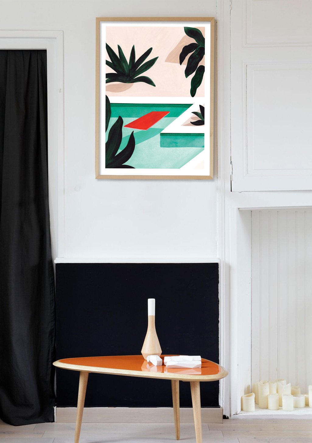 Art abstrait avec formes géométriques et plantes