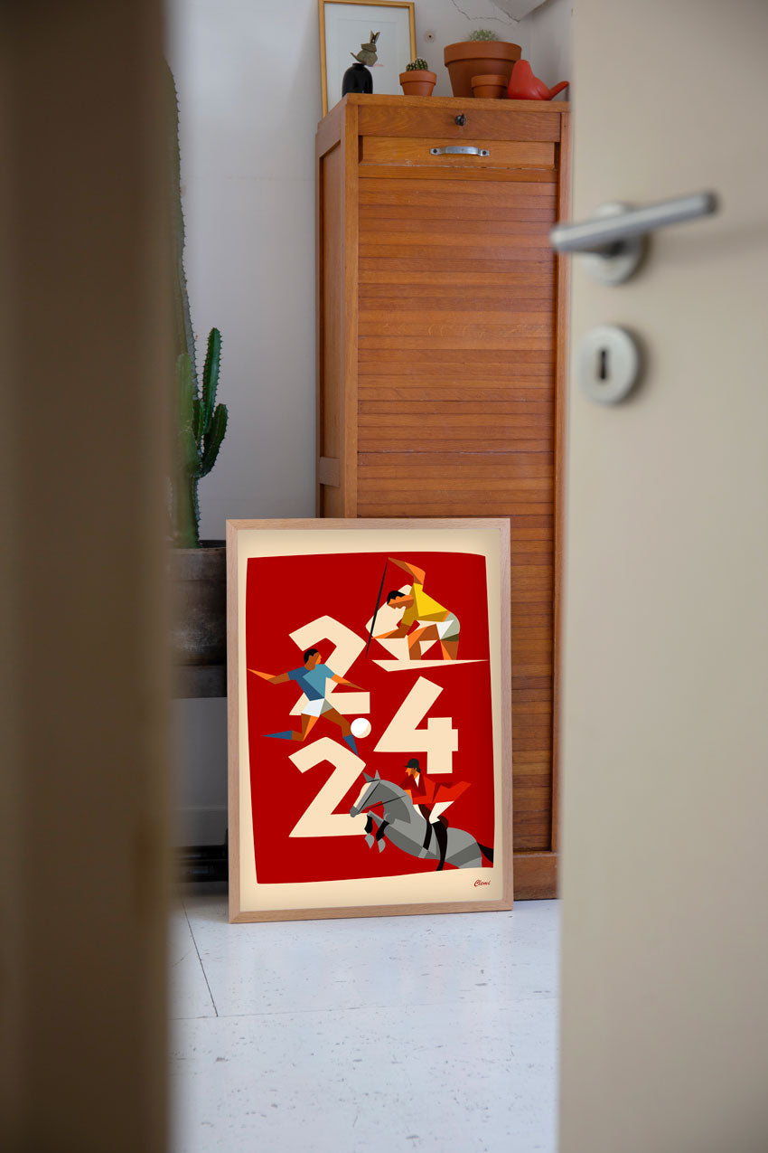Art abstrait rouge avec des figures géométriques