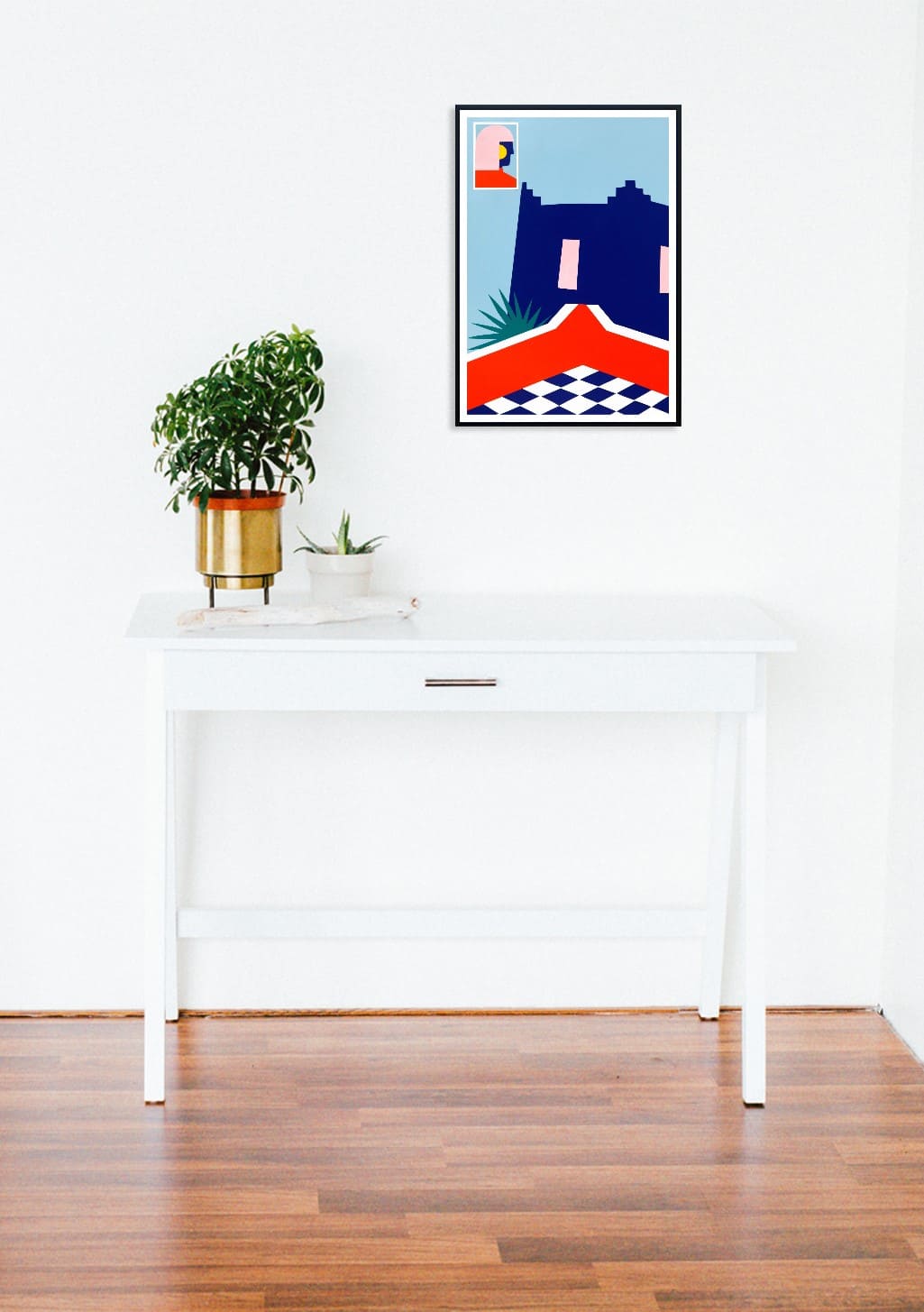 Poster abstrait avec formes géométriques et couleurs vives