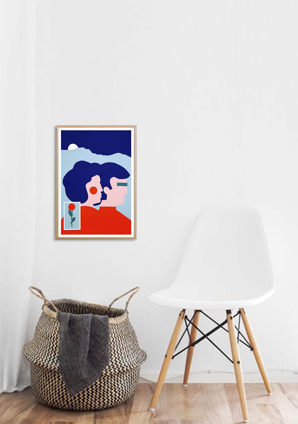 Art abstrait femme cheveux rouge rose