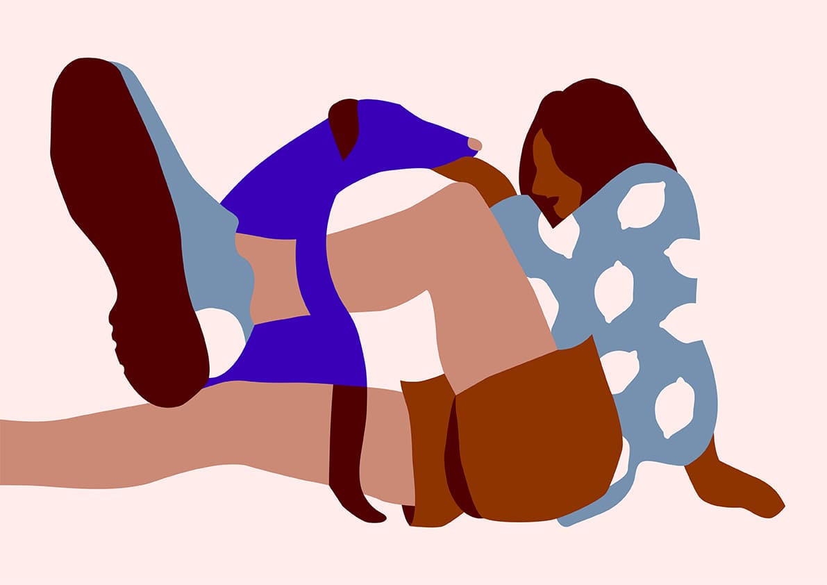 Illustration abstraite de deux personnes enlacées