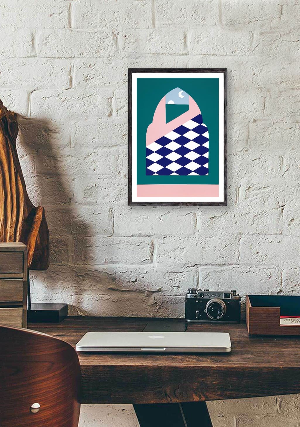 Poster abstrait avec motif géométrique sur fond vert