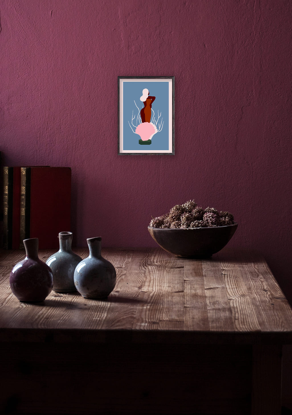 Poster de vache rose et marron stylisé