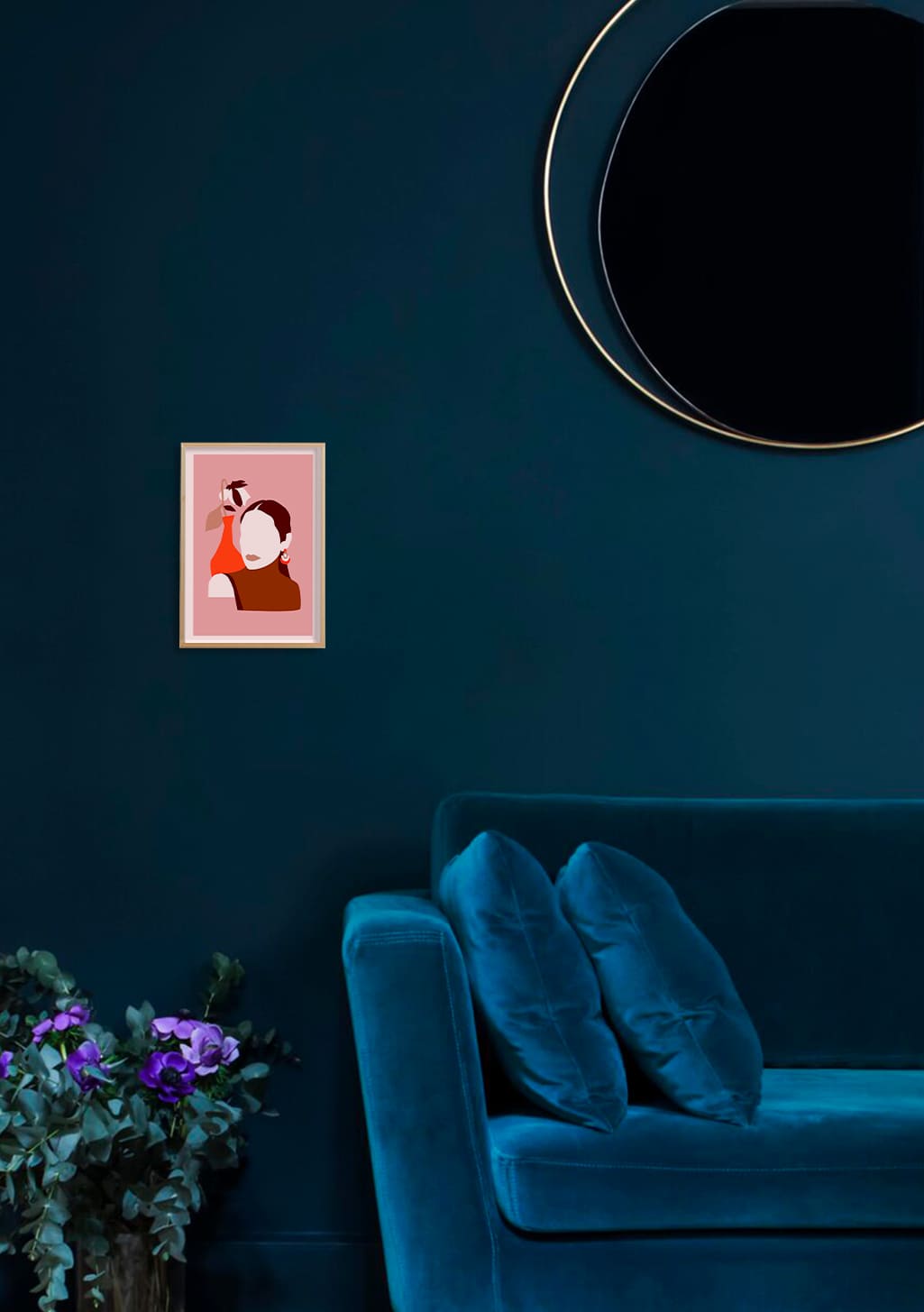 Poster rose avec deux visages stylisés