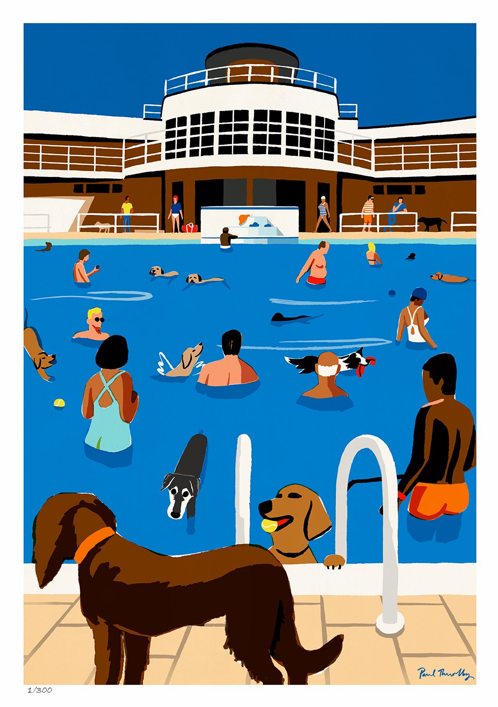 Affiche-Paul-Thurlby-Dog-day-at-the-Lido-1