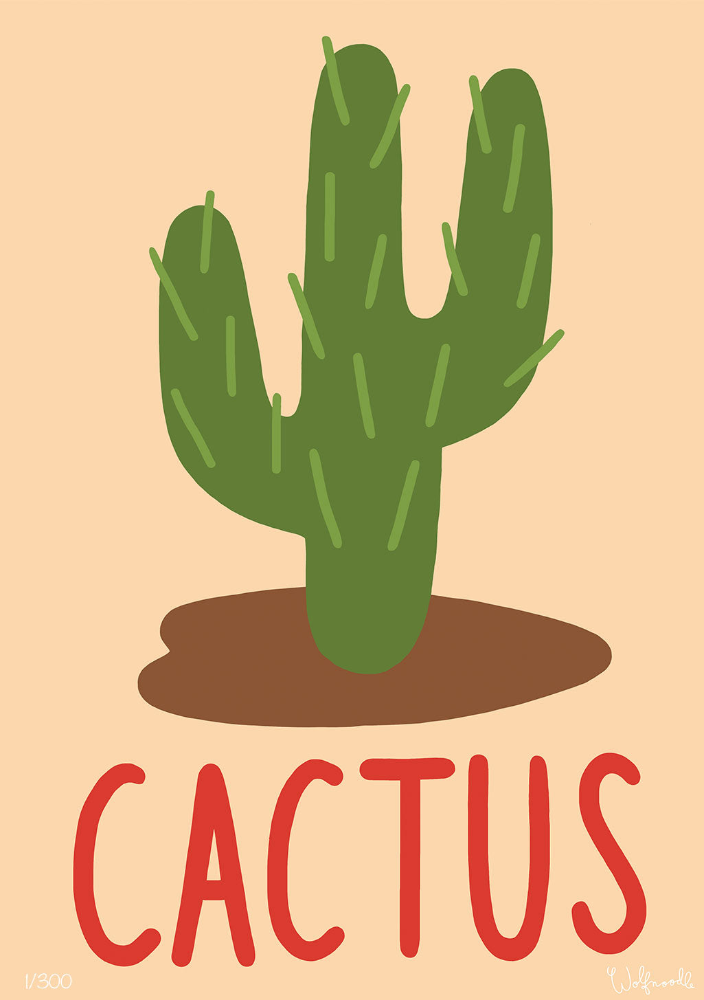 Illustration de cactus vert avec le mot "CACTUS" en rouge