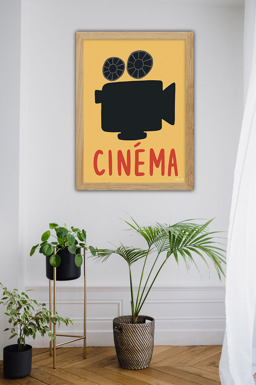 Film, cinéma, caméra, jaune, cadre, mur, plante, intérieur, maison, art, design, film