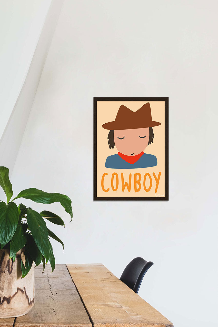 Poster de cow-boy avec chapeau et écharpe