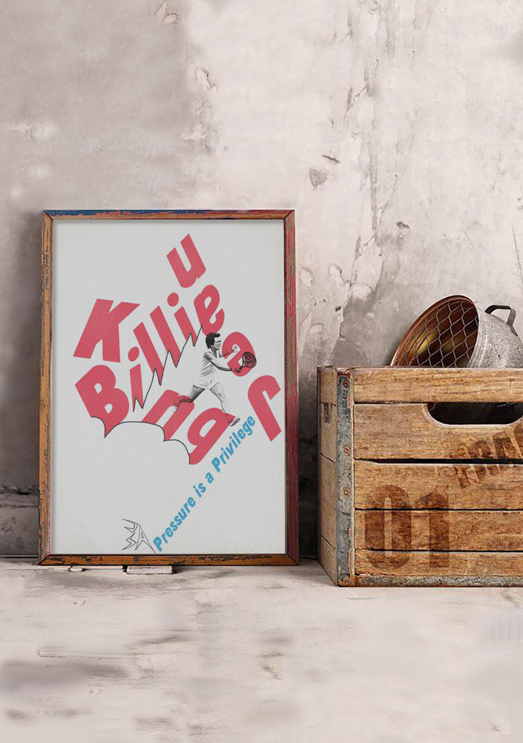 Poster rouge et blanc, texte "Killie Billie", dessin de personne, "Pression est un privilège"