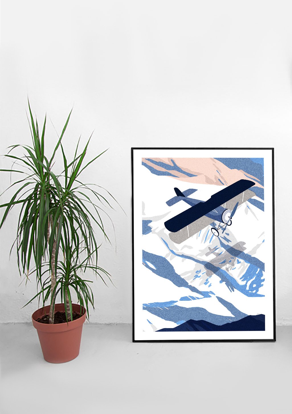 Aviation, Montagne, Nuages, Avion, Bleu, Blanc, Art abstrait