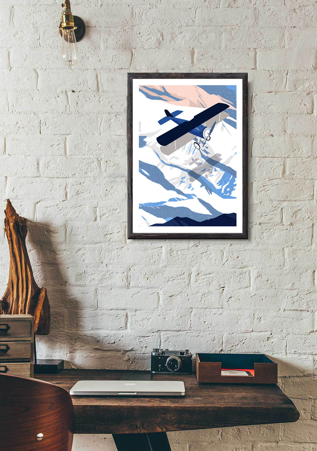 Aviation, Montagne, Avion, Art abstrait, Couleurs froides
