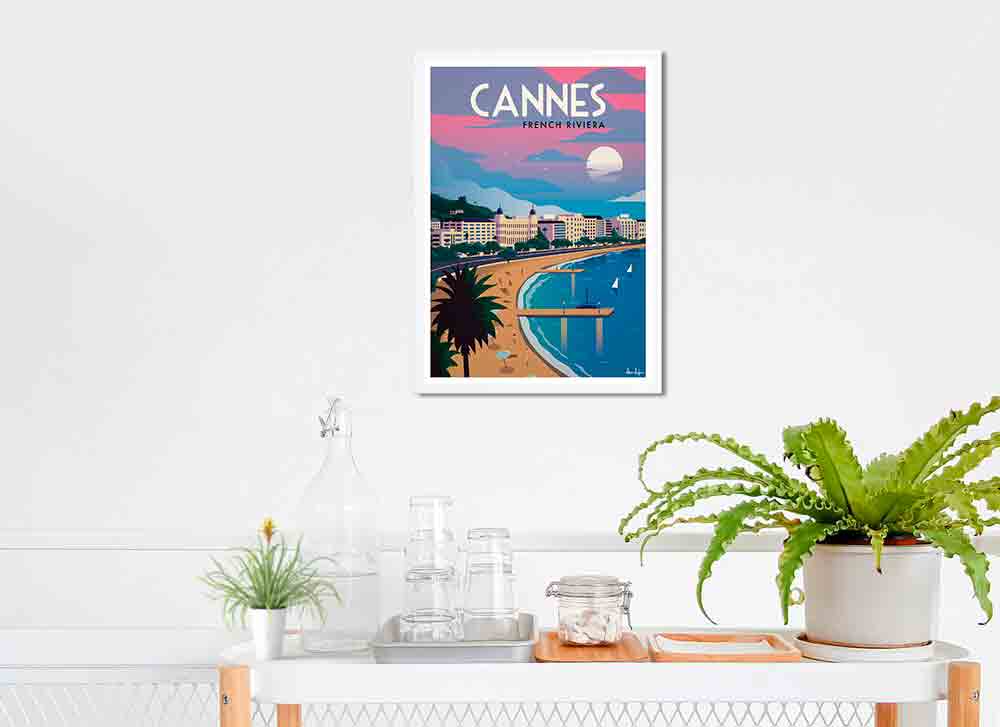 Poster de Cannes plage coucher de soleil