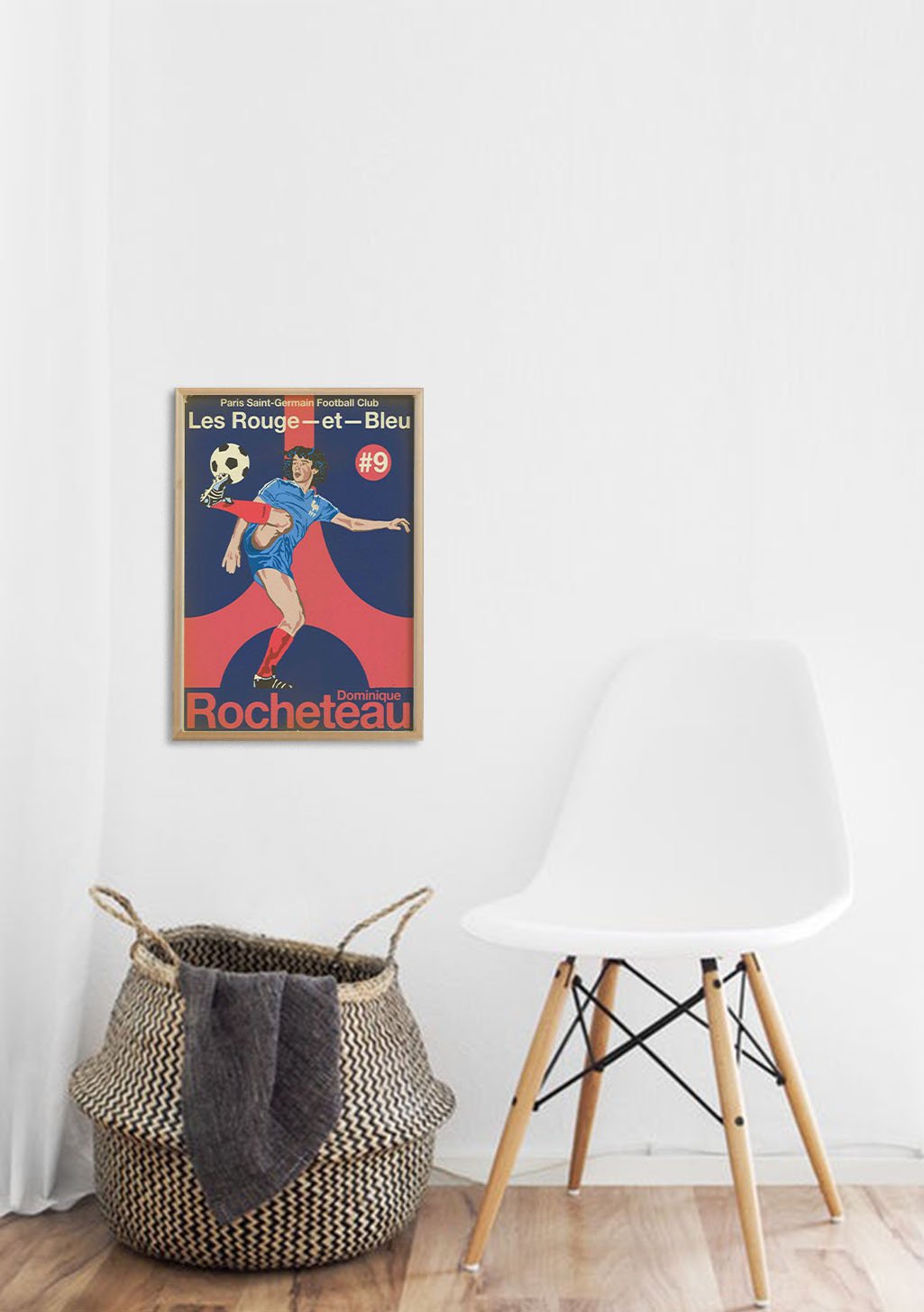 Poster de football rouge et bleu avec Rocheteau