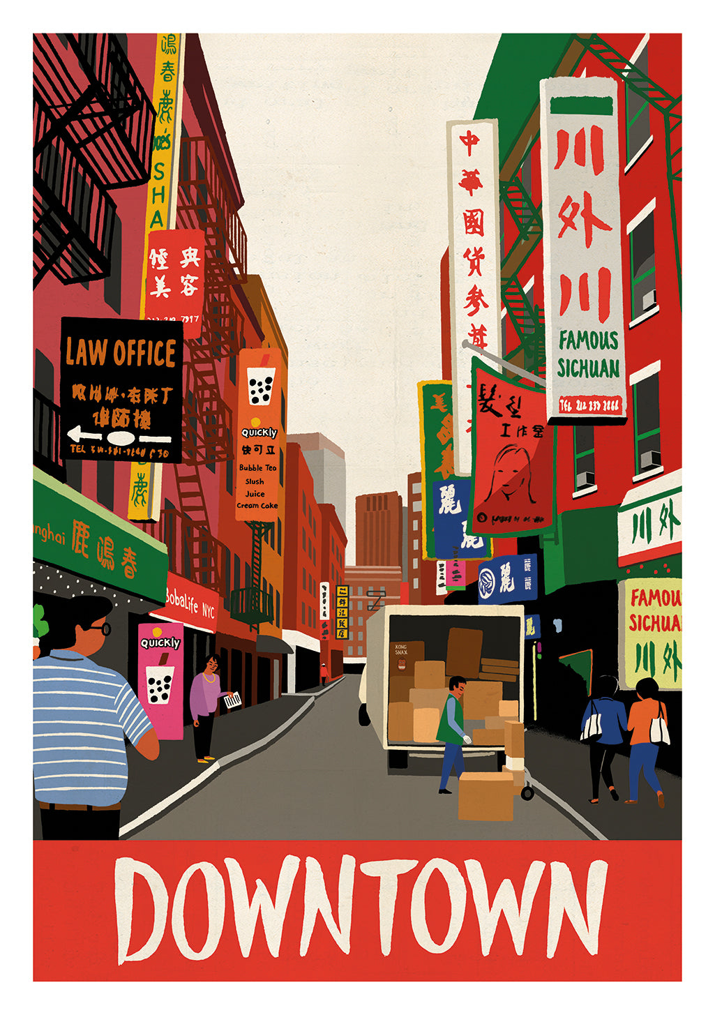 affiche-new-york-paul-thurlby-downtown-1
