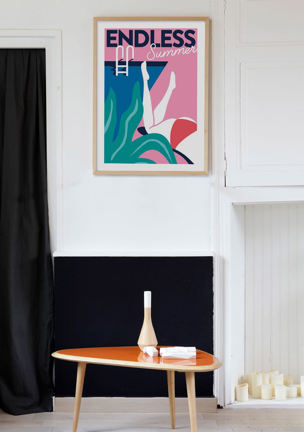 Poster coloré abstrait avec texte "ENDLESS Summer"