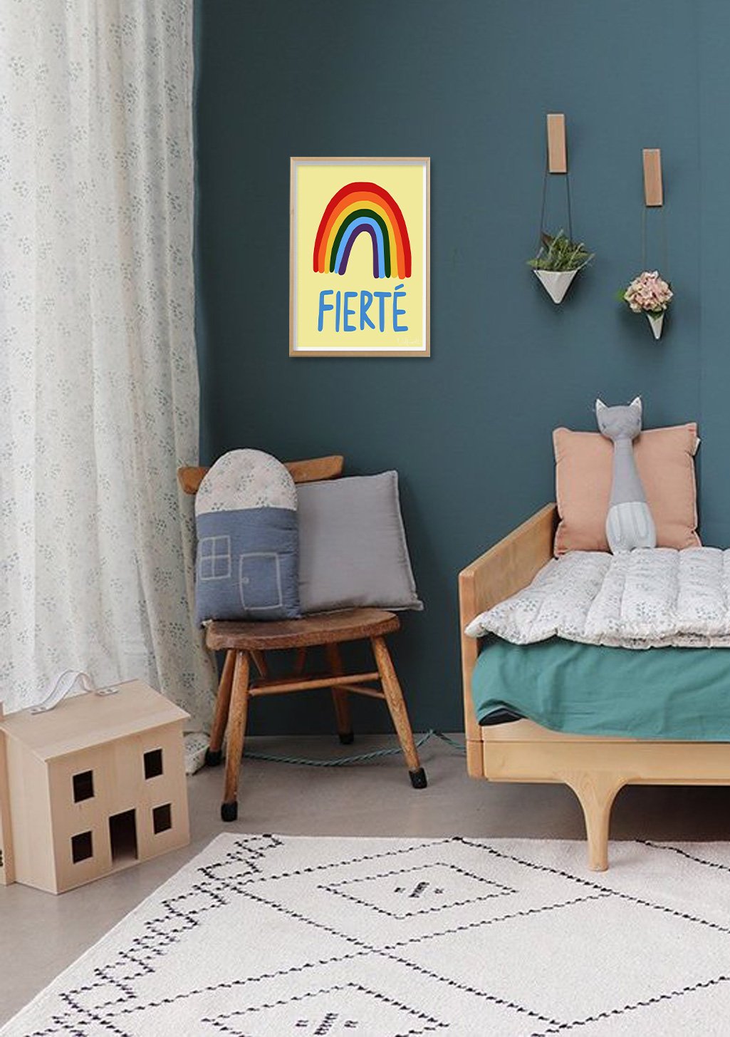 Poster arc-en-ciel jaune avec texte FIERTÉ