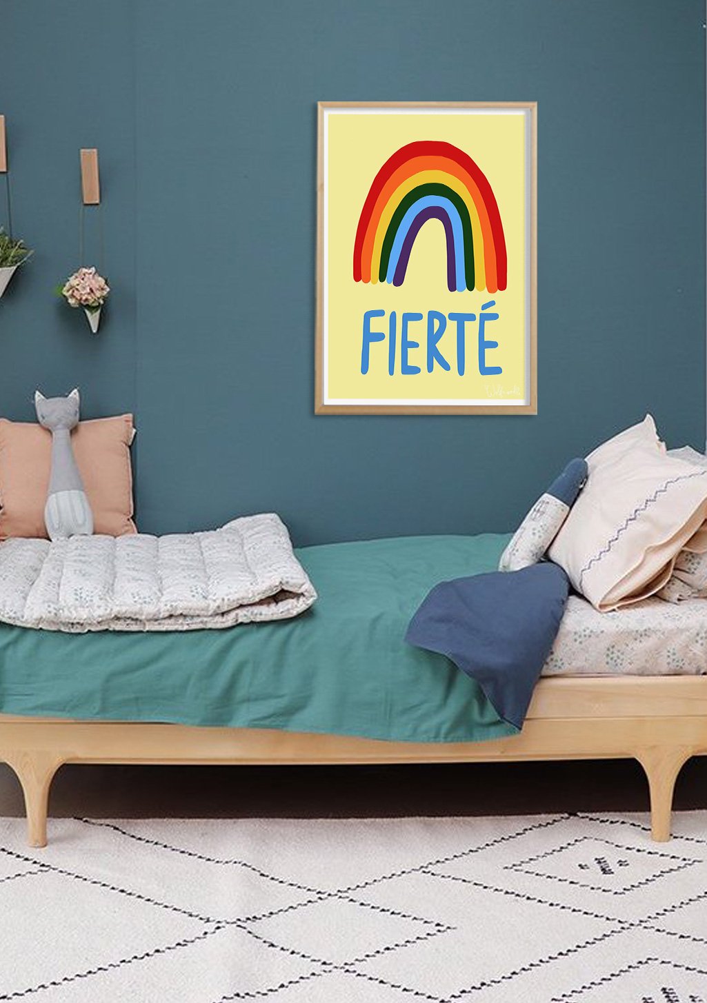 Poster arc-en-ciel jaune avec texte FIERTÉ
