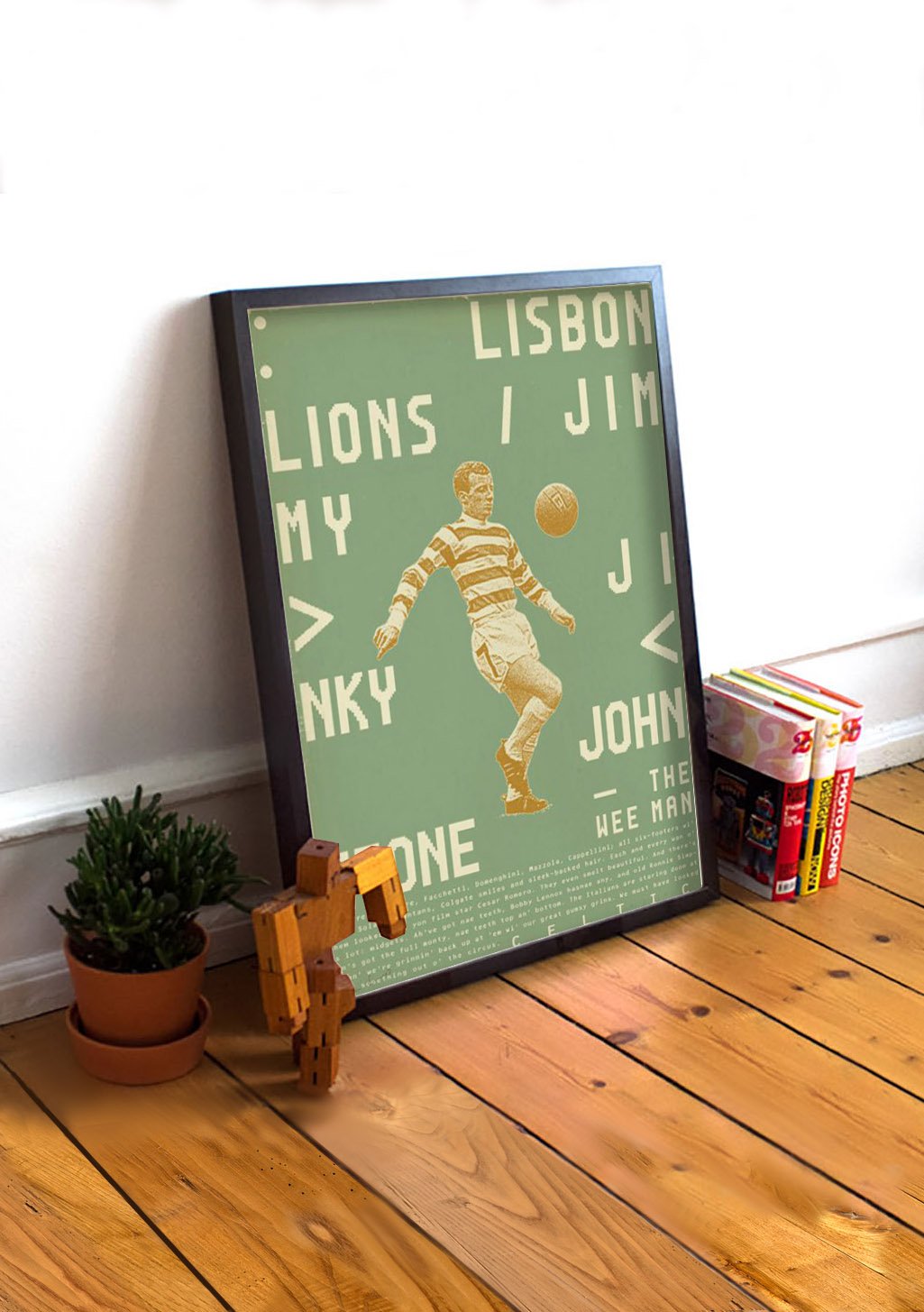 Poster de football vert avec texte et joueur