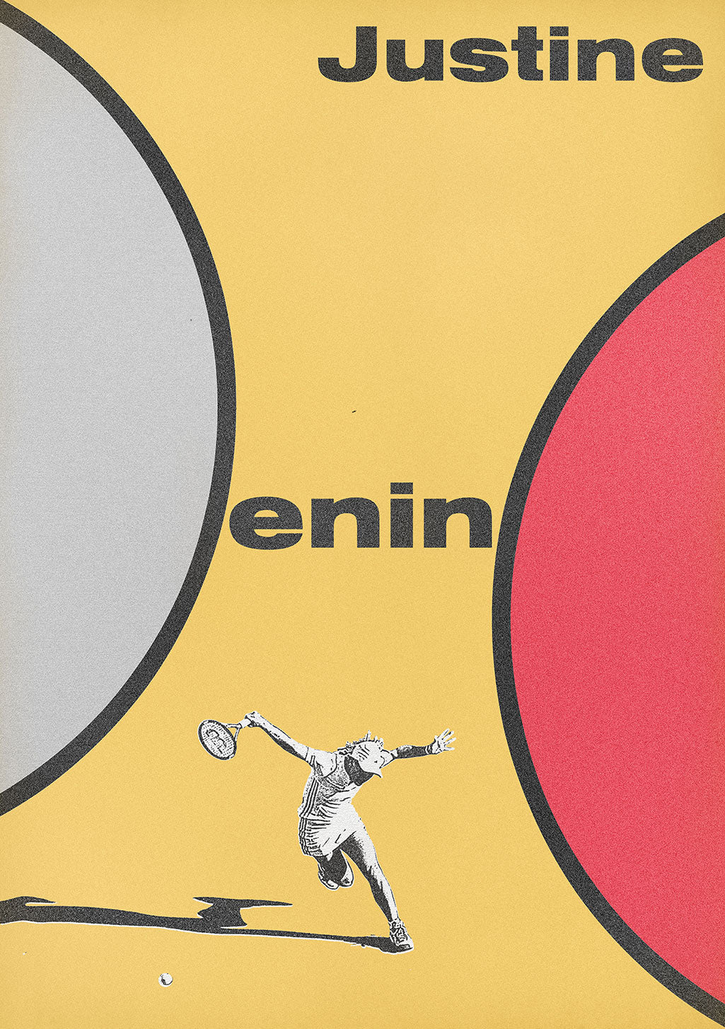 Poster jaune tennis joueur nom Justine enin cercles