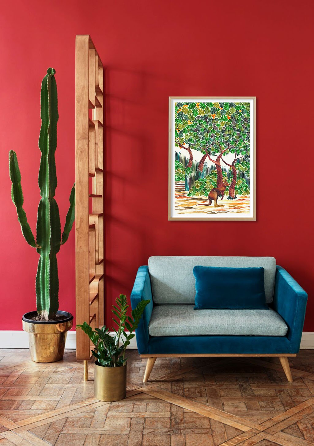 Arbre vert avec animaux, scène de jungle