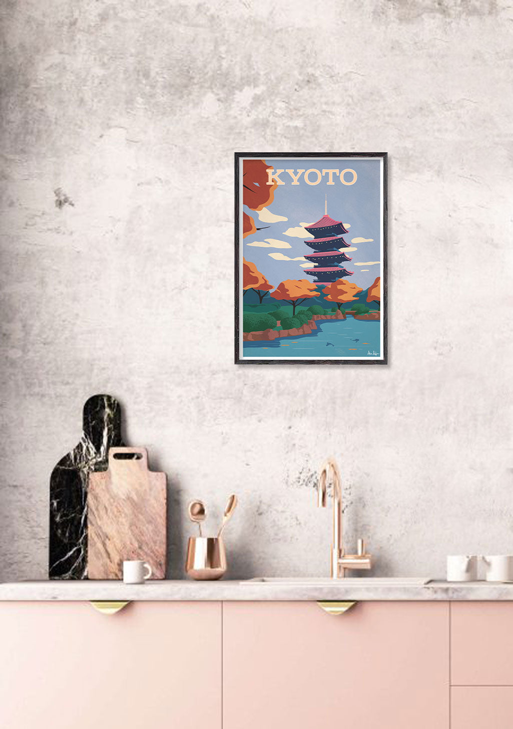 Poster de Kyoto avec pagode et paysage