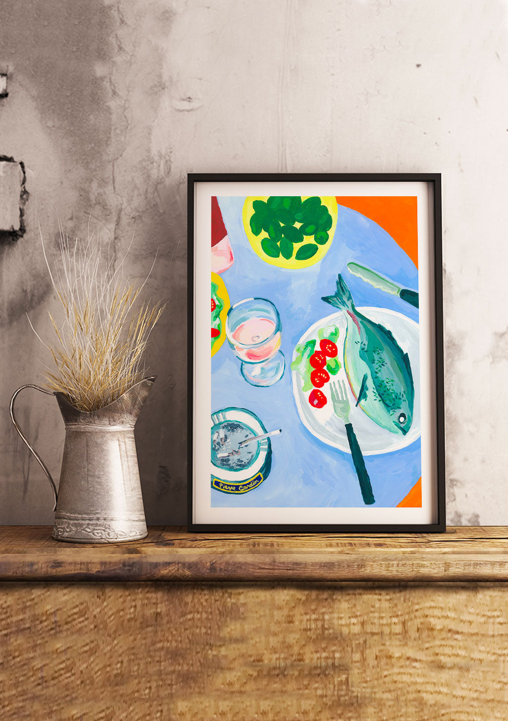 Tableau abstrait de nourriture et de boissons
