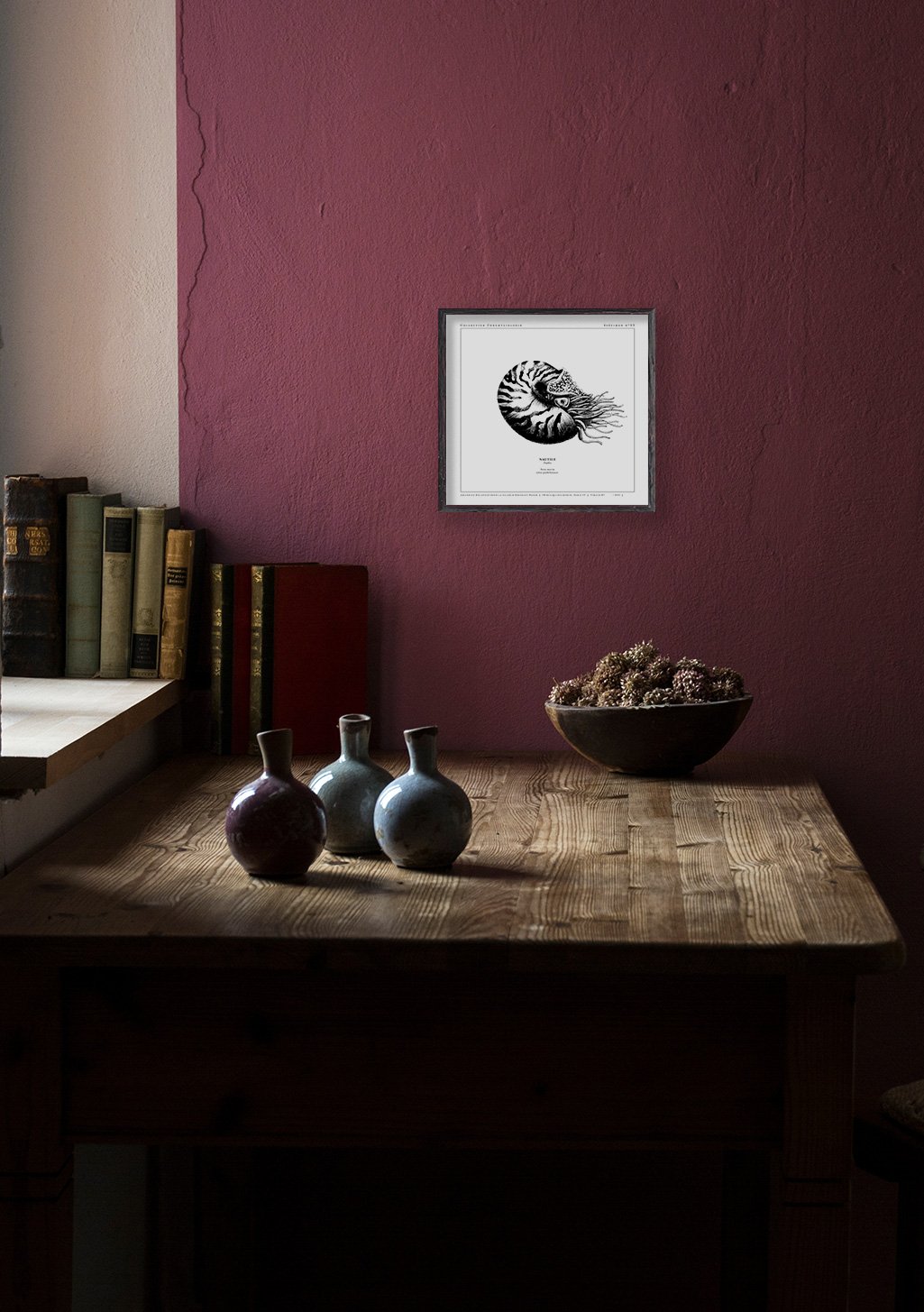 Poster de coquillage noir et blanc encadré