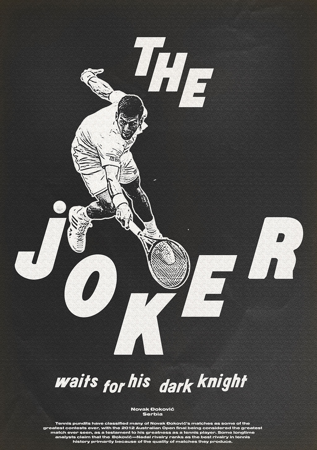 Tennis, Joker, Novak Djokovic, chevalier noir, tennis, match, grande performance, meilleur joueur, tennis, rivalité, tennis, analyse