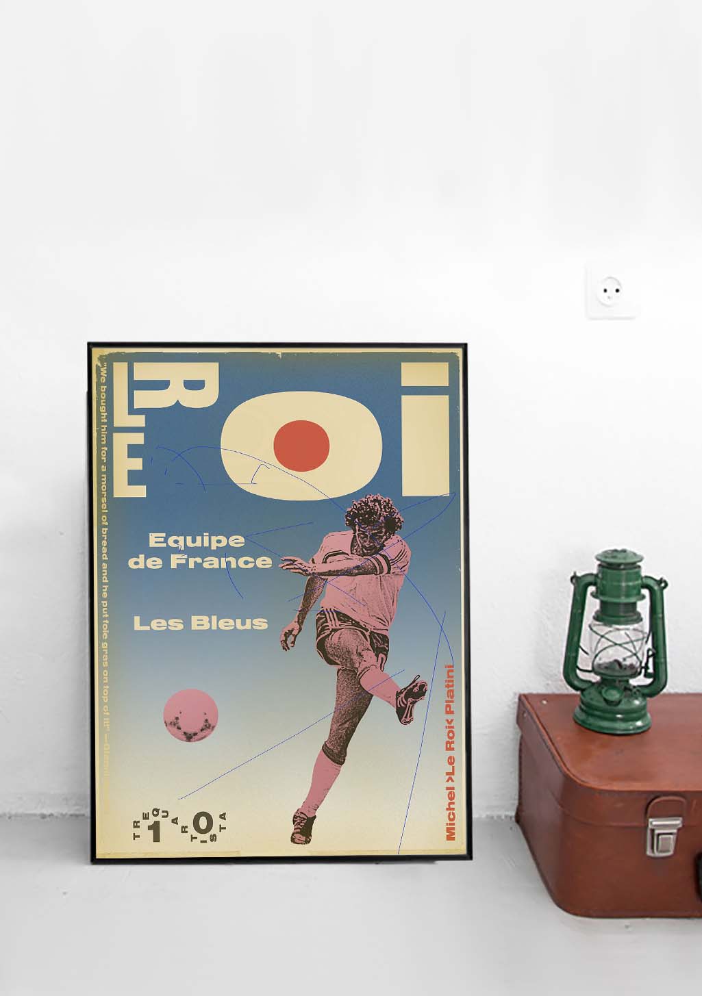 Poster de football Bleu, Équipe de France, Les Bleus, Michel Y Le Rok Pabri