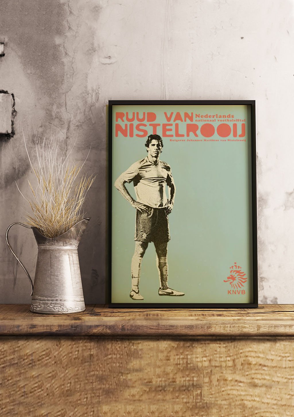 Poster de football des Pays-Bas vintage avec joueur