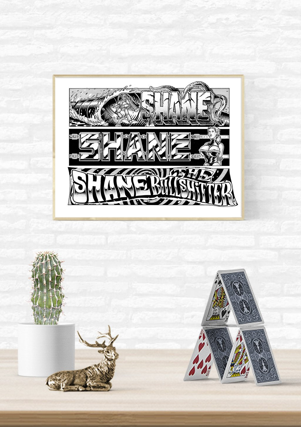 Poster noir et blanc avec texte stylisé, femme, Shane, Bulshitter