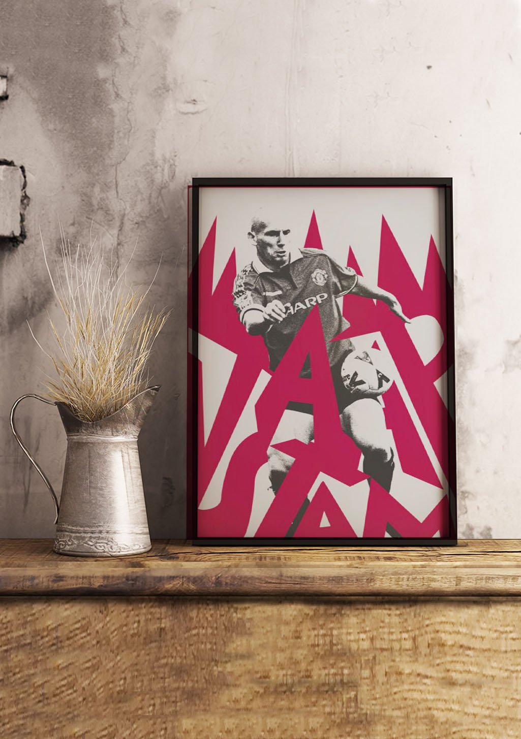 Poster de football, joueur, graphique rouge et noir, style artistique
