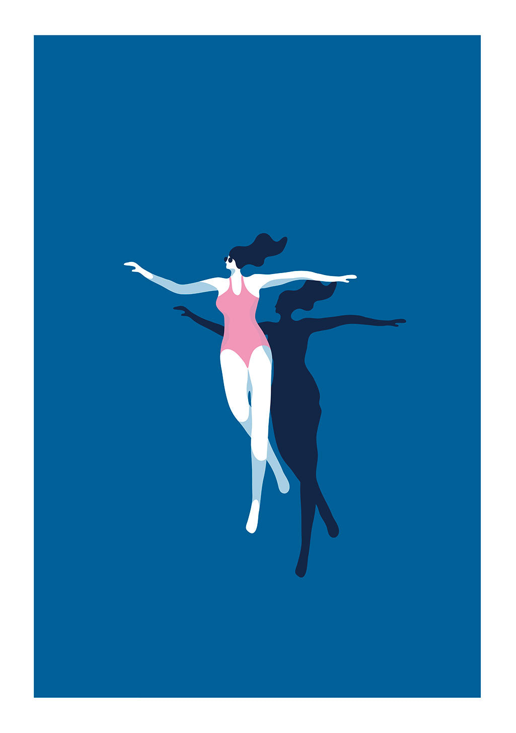Danseuse en rose et noir sur fond bleu