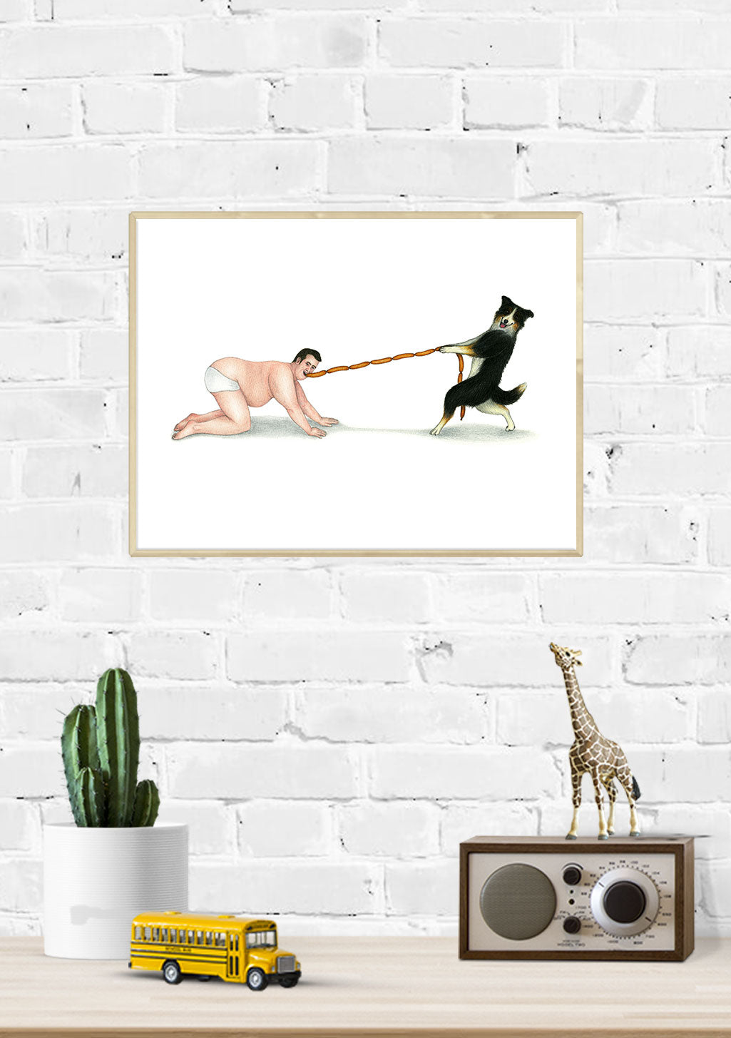 Fille tirée par un chien