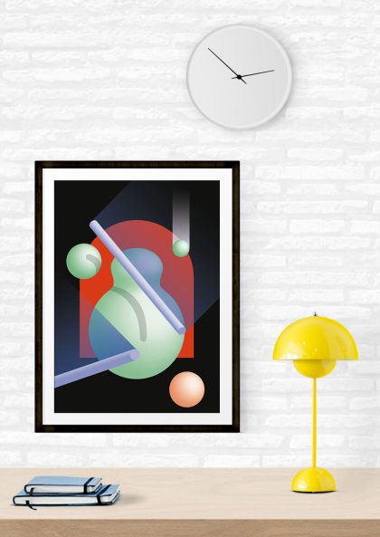 Art abstrait avec formes géométriques colorées et lignes diagonales