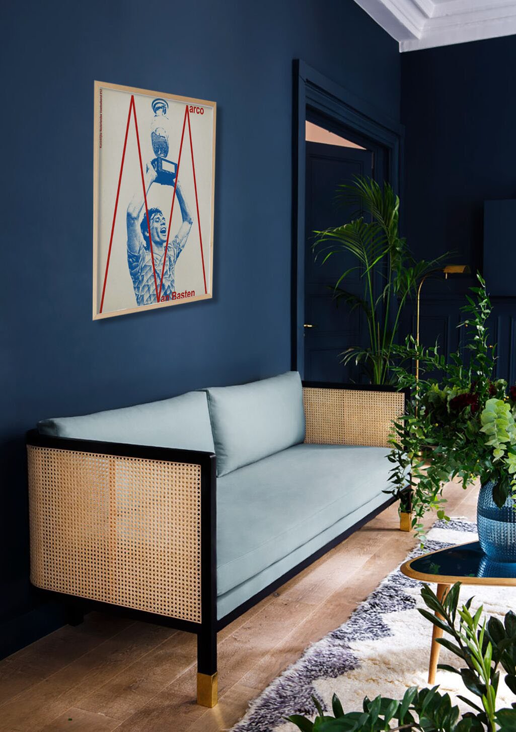 Poster bleu homme avec texte Arco et Bastien
