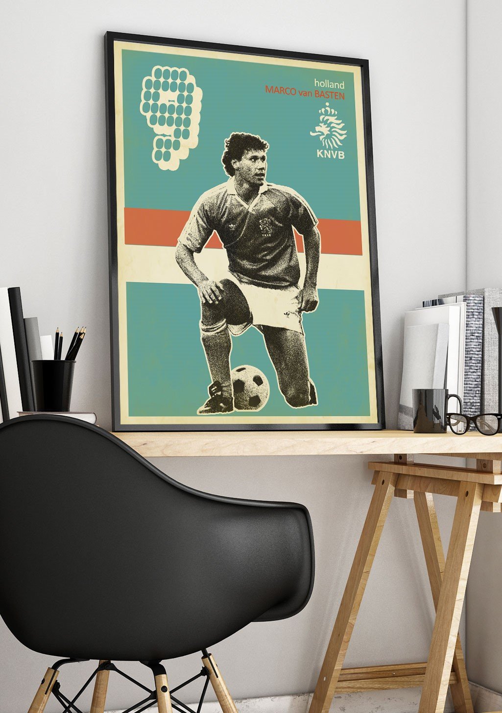 Poster de football, joueur, ballon, Holland, KNVB, Marco van Basten