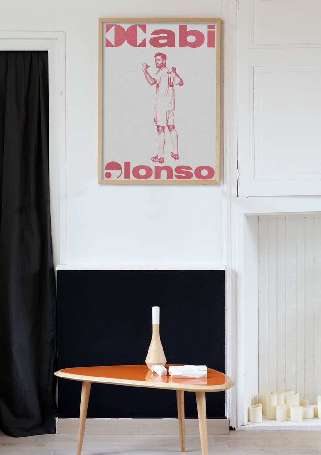 Poster de football vintage avec texte rouge et blanc